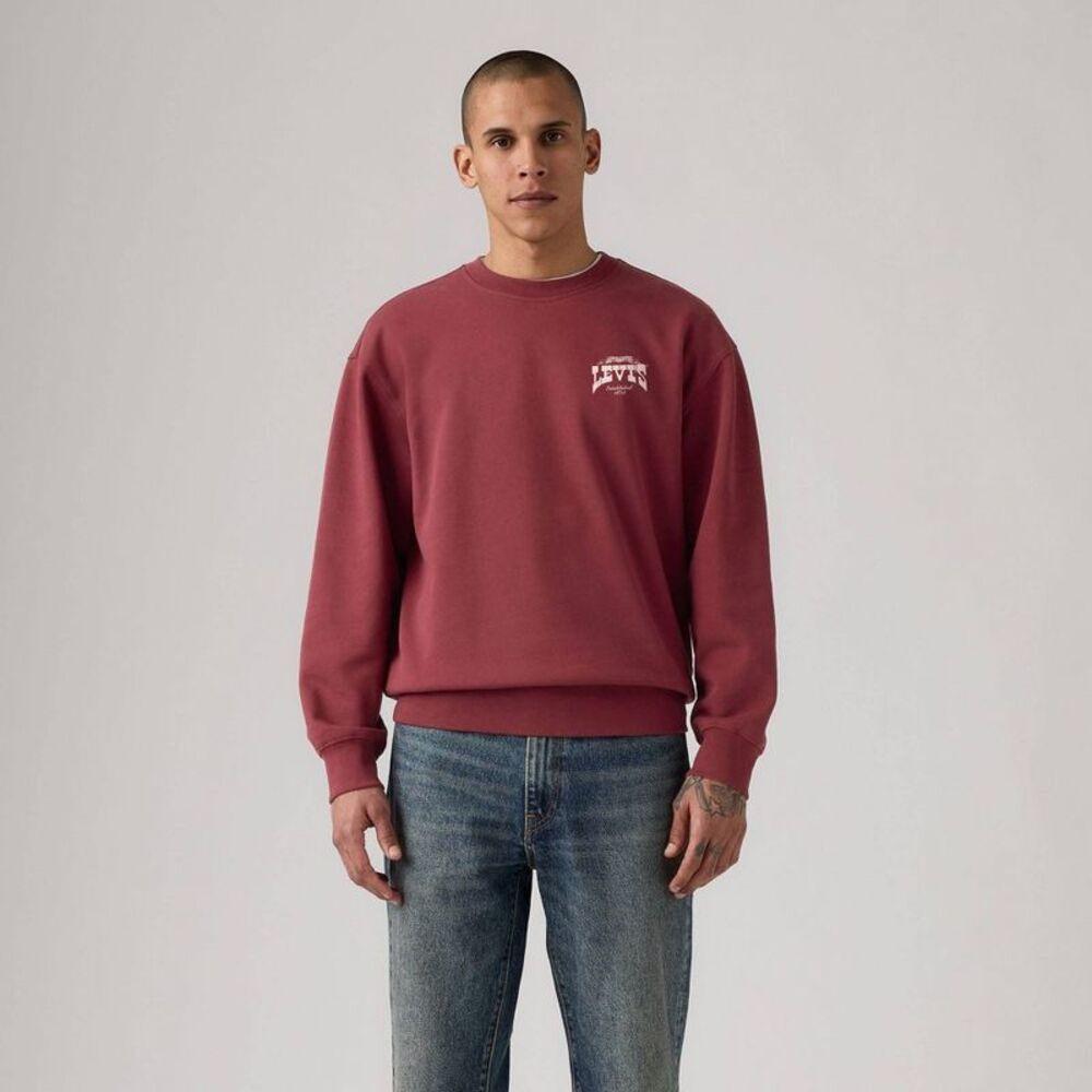 Levi's Men's Relaxed Fit Crewneck Sweatshirt - Burgundy XL - Picture 4 of 5